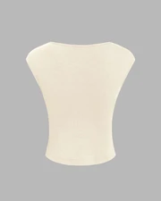Sleeveless Crop Tank Top & Ruched Maxi Skirt In Off White - Image 6